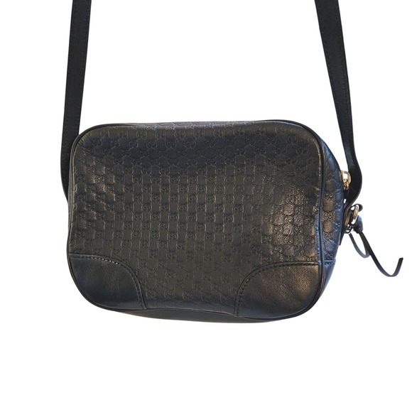 Gucci Black Micro GG Bee Bag Leather Crossbody 449413 520981 - Picture 14 of 14